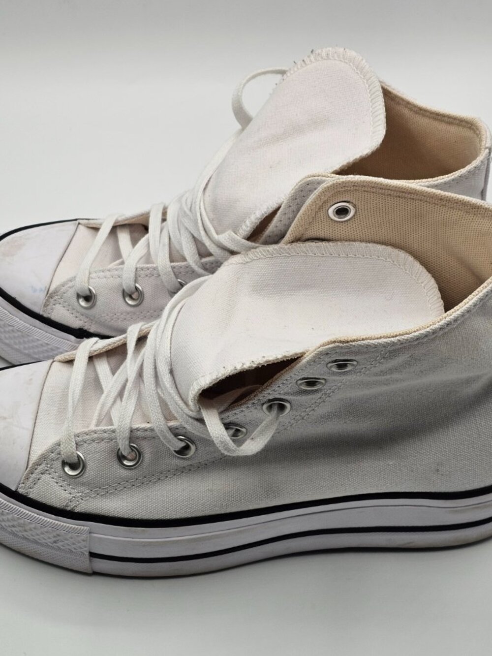 Converse All Star Lift High Top Platform Women’s 8 White Canvas Sneakers Chucks - Picture 5 of 10